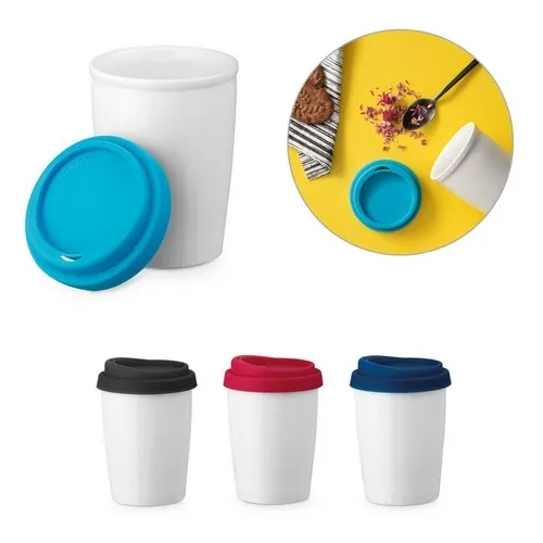 Vaso de viaje porcelana aislado con tapa silicona ref 94692 - 00