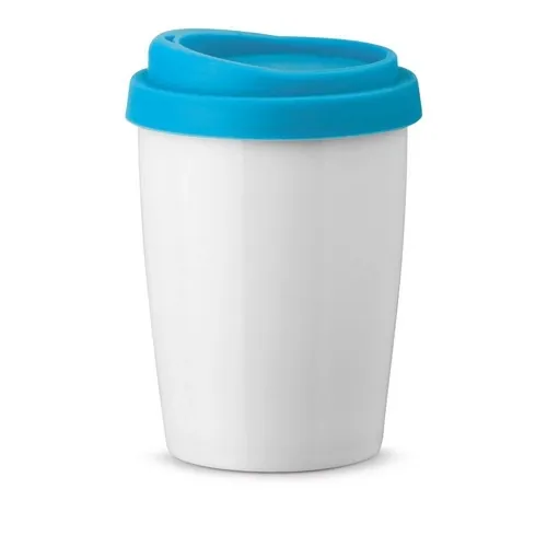 Vaso de viaje porcelana aislado con tapa silicona ref 94692 - Azul Claro