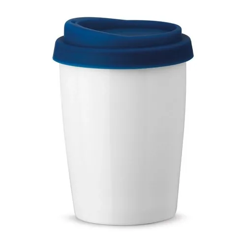 Vaso de viaje porcelana aislado con tapa silicona ref 94692 - Azul