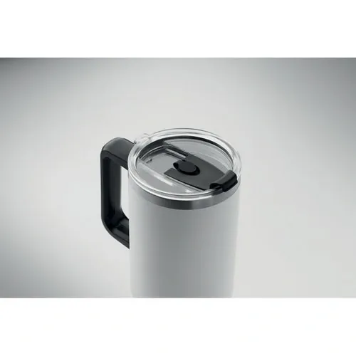 Vaso de acero inoxidable reciclado con tapa y pajita ref MO2327 - 1 Blanco