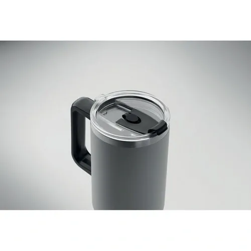 Vaso de acero inoxidable reciclado con tapa y pajita ref MO2327 - 1 Gris