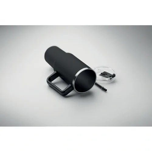 Vaso de acero inoxidable reciclado con tapa y pajita ref MO2327 - 2 Negro