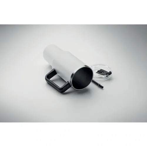 Vaso de acero inoxidable reciclado con tapa y pajita ref MO2327 - 3 Blanco