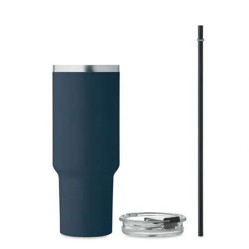 Vaso de acero inoxidable reciclado con tapa y pajita ref MO2327 - 3 French Marino