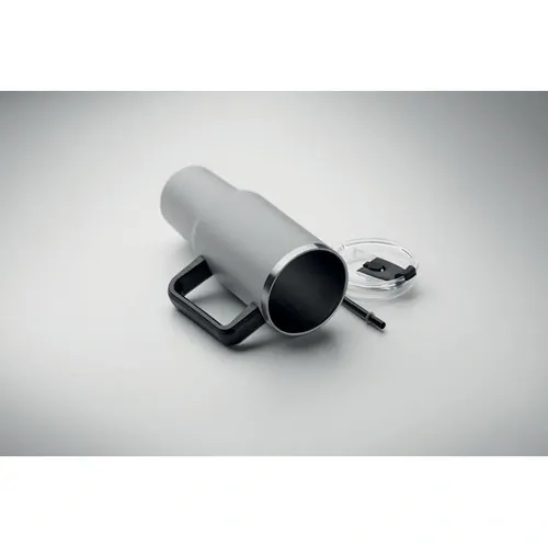 Vaso de acero inoxidable reciclado con tapa y pajita ref MO2327 - 3 Gris