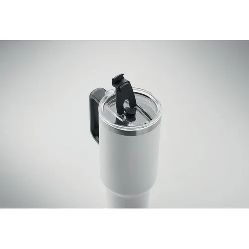 Vaso de acero inoxidable reciclado con tapa y pajita ref MO2327 - 5 Blanco