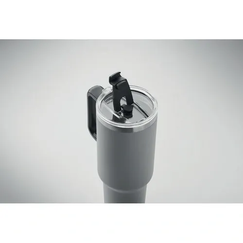 Vaso de acero inoxidable reciclado con tapa y pajita ref MO2327 - 5 Gris