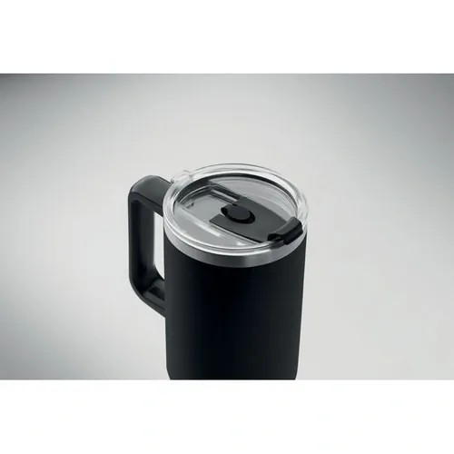 Vaso de acero inoxidable reciclado con tapa y pajita ref MO2327 - Item Detail Picture Negro