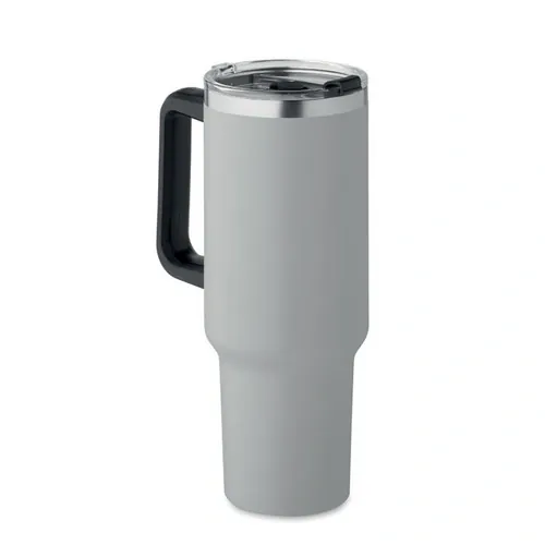 Vaso de acero inoxidable reciclado con tapa y pajita ref MO2327 - Side Gris