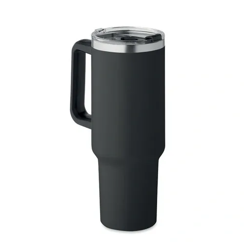 Vaso de acero inoxidable reciclado con tapa y pajita ref MO2327 - Side Negro