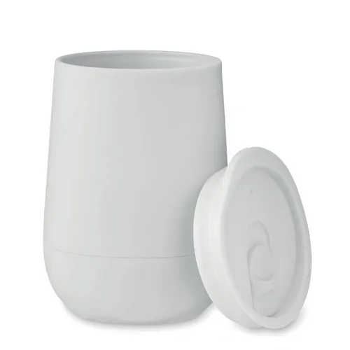 Vaso doble pared con cierre deslizante para beber ref MO2444 - Blanco Side