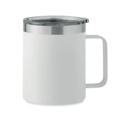 Vaso de acero inoxidable reciclado con tapa anti fugas ref MO6934 - Blanco