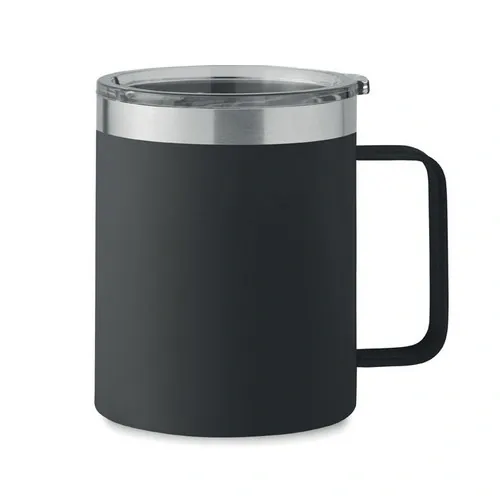 Vaso de acero inoxidable reciclado con tapa anti fugas ref MO6934 - Front Negro