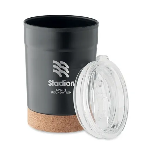 Vaso de acero inoxidable con doble pared y orificio deslizante ref MO2187 - Printed Negro