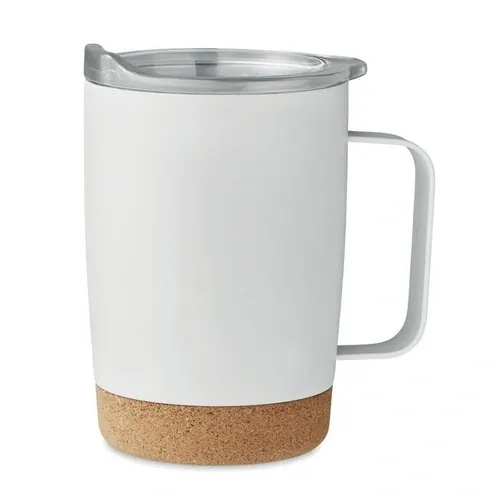 Vaso de acero inoxidable doble pared con tapa deslizante ref MO6533 - Blanco