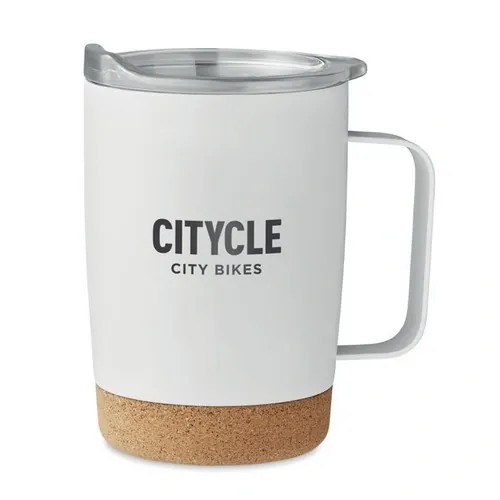 Vaso de acero inoxidable doble pared con tapa deslizante ref MO6533 - Printed Blanco