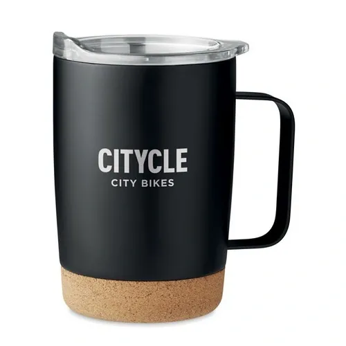 Vaso de acero inoxidable doble pared con tapa deslizante ref MO6533 - Printed Negro