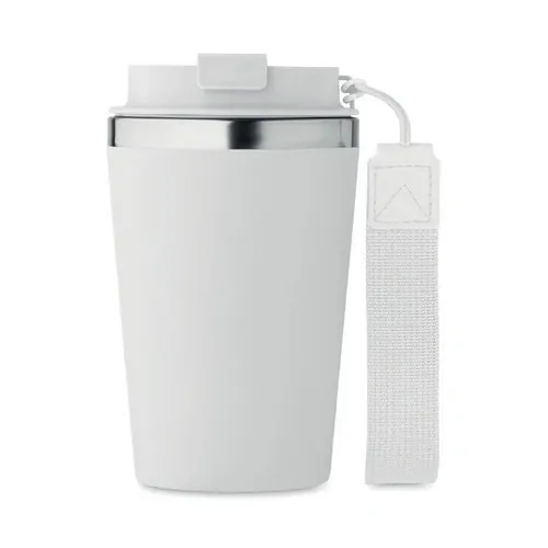 Vaso de acero inoxidable reciclado anti fugas 350 ml ref MO2317 - Side Blanco