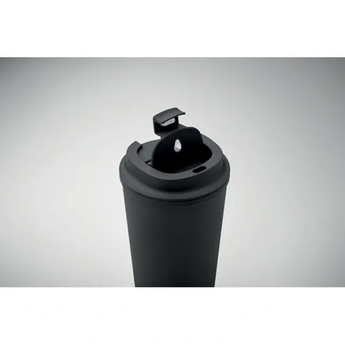 Vaso de doble pared de maíz PLA con tapa reciclada ref MO2310 - 4 Negro