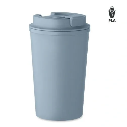 Vaso de doble pared de maíz PLA con tapa reciclada ref MO2310 - Front Petroleo