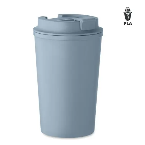 Vaso de doble pared de maíz PLA con tapa reciclada ref MO2310 - Petroleo