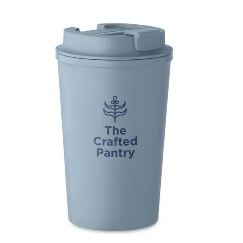 Vaso de doble pared de maíz PLA con tapa reciclada ref MO2310 - Printed Petroleo