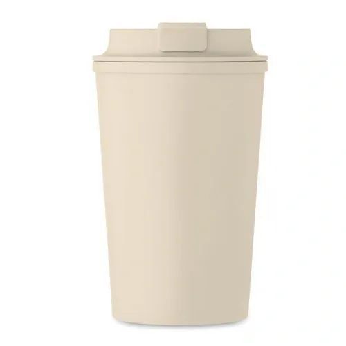 Vaso de doble pared de maíz PLA con tapa reciclada ref MO2310 - Side Beig