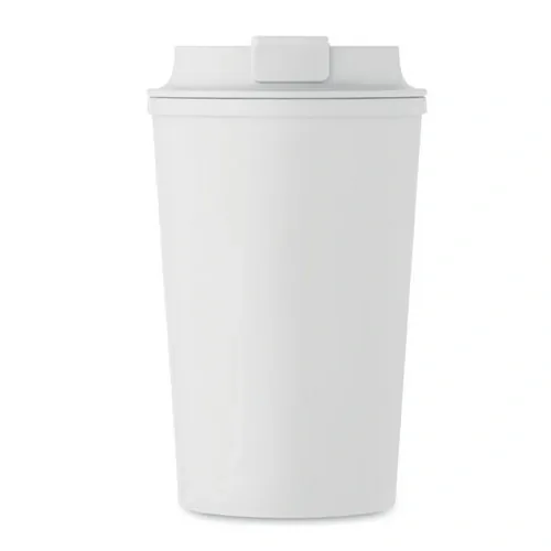Vaso de doble pared de maíz PLA con tapa reciclada ref MO2310 - Side Blanco