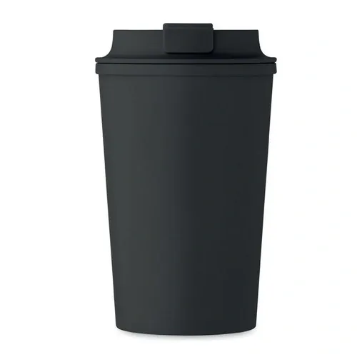 Vaso de doble pared de maíz PLA con tapa reciclada ref MO2310 - Side Negro
