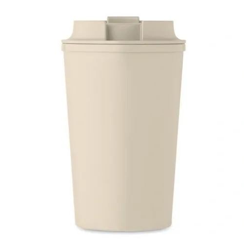 Vaso de doble pared de maíz PLA con tapa reciclada ref MO2310 - Top Beig