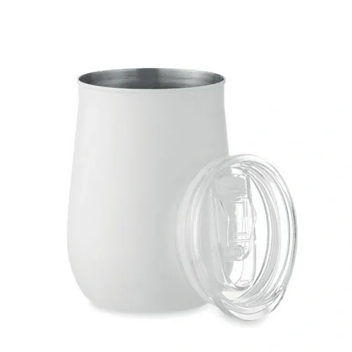 Vaso de acero inoxidable reciclado con tapa deslizante ref MO2090 - Blanco