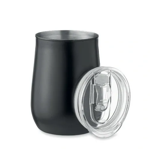 Vaso de acero inoxidable reciclado con tapa deslizante ref MO2090 - Front Negro