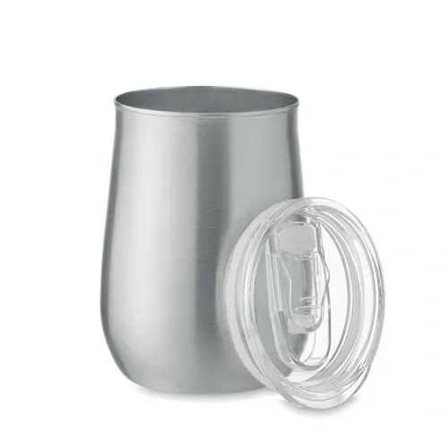 Vaso de acero inoxidable reciclado con tapa deslizante ref MO2090 - Front Plata Mate