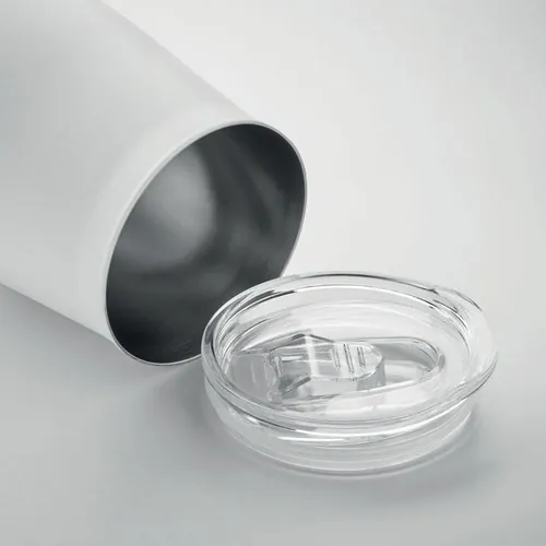 Vaso de acero inoxidable reciclado con tapa deslizante ref MO2090 - Item Detail Picture Blanco
