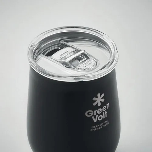 Vaso de acero inoxidable reciclado con tapa deslizante ref MO2090 - Printed Negro