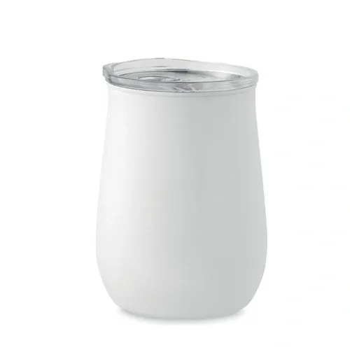 Vaso de acero inoxidable reciclado con tapa deslizante ref MO2090 - Side Blanco