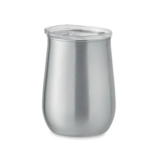 Vaso de acero inoxidable reciclado con tapa deslizante ref MO2090 - Side Plata Mate
