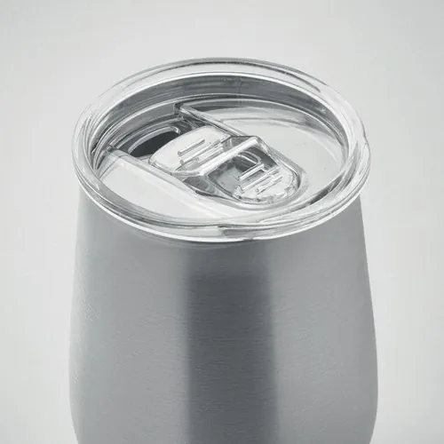 Vaso de acero inoxidable reciclado con tapa deslizante ref MO2090 - Top Plata Mate