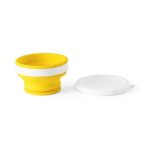 Vaso plegable de viaje en silicona con tapa ref 94762 - Amarillo 01
