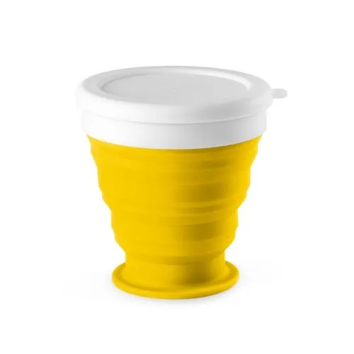 Vaso plegable de viaje en silicona con tapa ref 94762 - Amarillo
