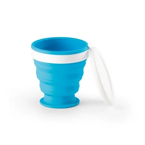 Vaso plegable de viaje en silicona con tapa ref 94762 - Azul Claro 01