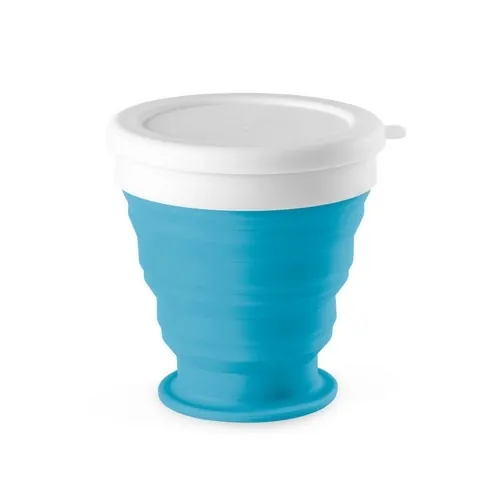 Vaso plegable de viaje en silicona con tapa ref 94762 - Azul Claro