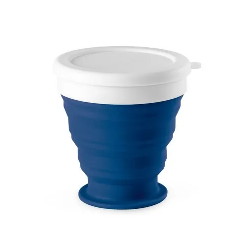 Vaso plegable de viaje en silicona con tapa ref 94762 - Azul