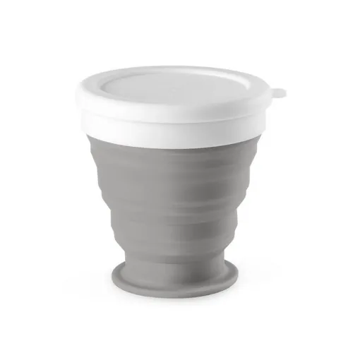 Vaso plegable de viaje en silicona con tapa ref 94762 - Gris Claro