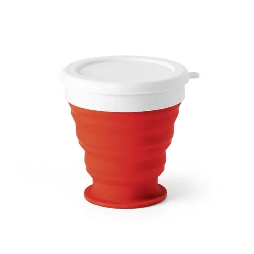 Vaso plegable de viaje en silicona con tapa ref 94762 - Rojo