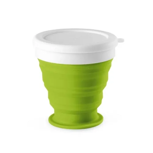 Vaso plegable de viaje en silicona con tapa ref 94762 - Verde Claro
