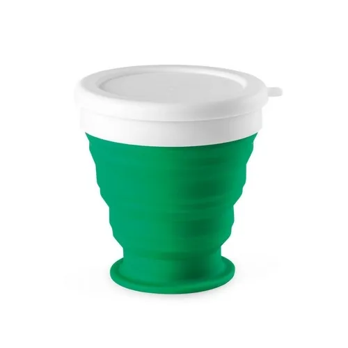 Vaso plegable de viaje en silicona con tapa ref 94762 - Verde
