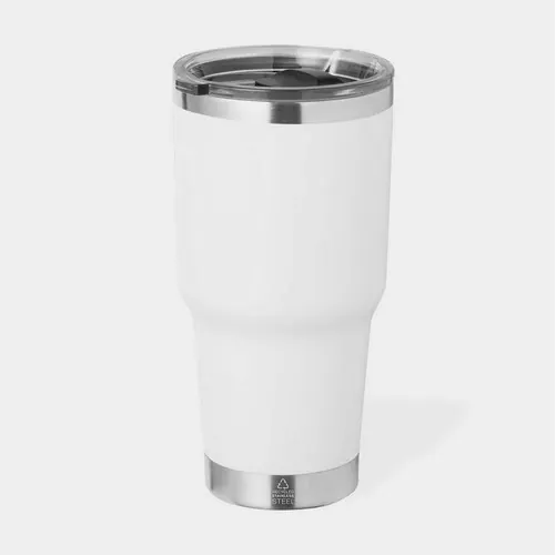Vaso térmico de acero reciclado con dosificador ref TO35 - Blanco