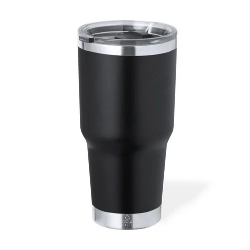 Vaso térmico de acero reciclado con dosificador ref TO35 - Negro