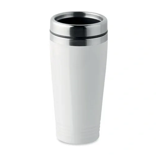 Vaso de viaje acero inoxidable doble capa 400 ml ref MO9618 - Blanco